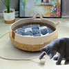 Premium Woven Bamboo Cat Bed - Breathable Rattan Summer Sleeping House