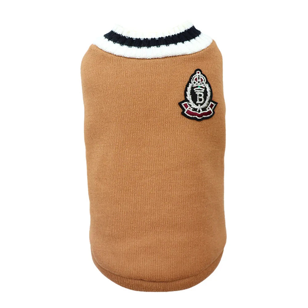 Collegiate Style Pet Vest - Winter Warm Sweater for Cats and Small Dogs