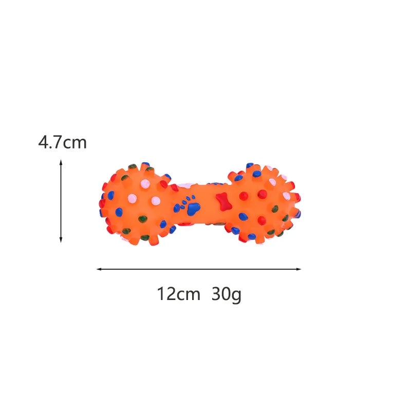 Paw Print Dumbbell Dog Chew Toy with Squeaker