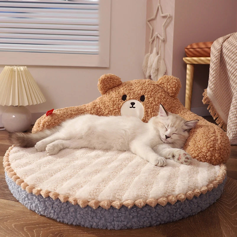 Premium Winter Pet Bed - Plush Velvet Cushion for Cats & Small Dogs