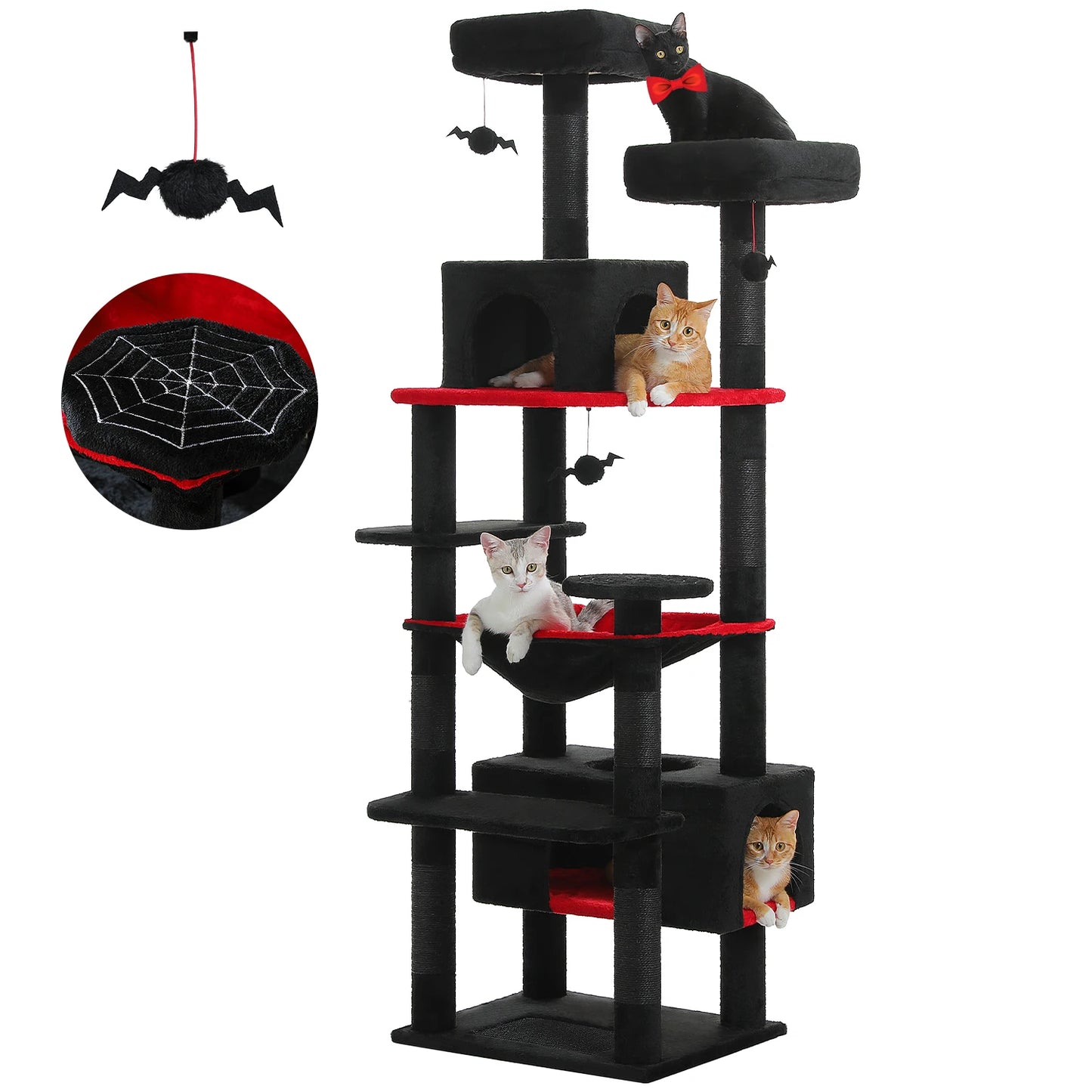 Large Cat Tree Tower with Scratching Posts and Hammock