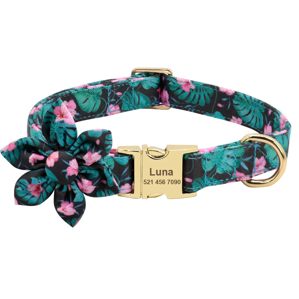 Personalized Dog Collar and Leash Set with Free Engraving