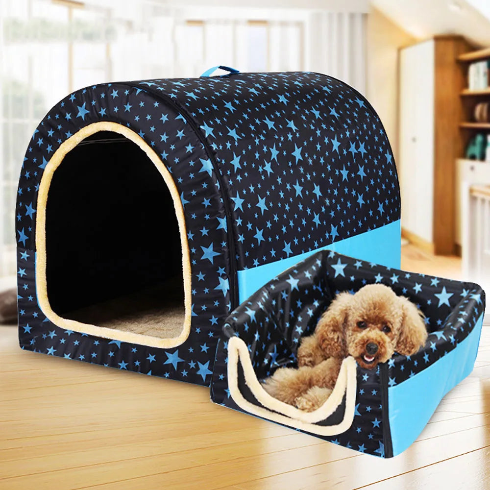 Warm Foldable Pet House with Star Print