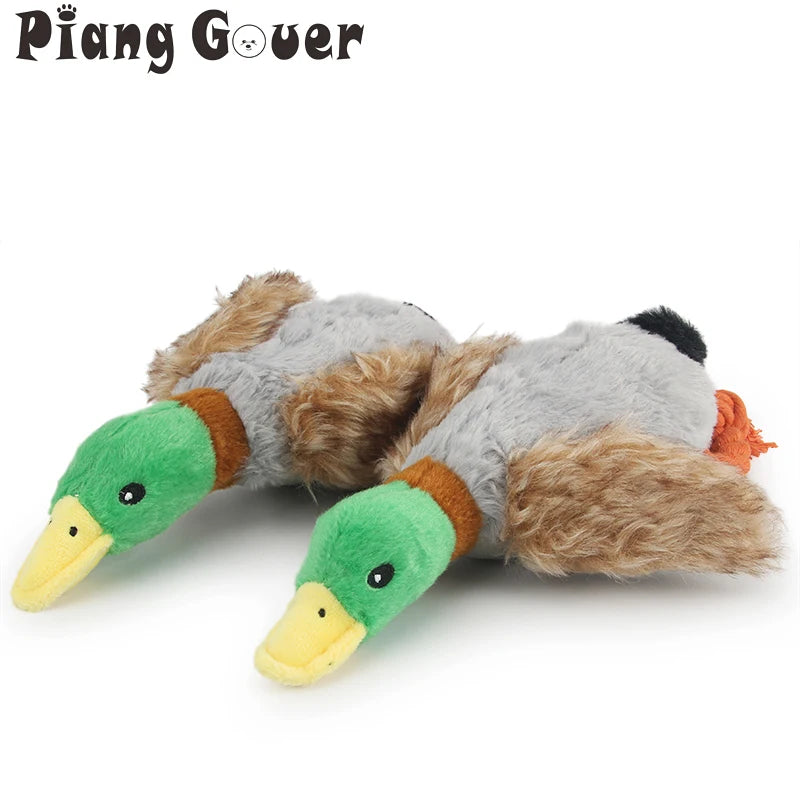 Plush Duck Squeaky Dog Toy with Rope - Interactive Chew Toy for Dental Health