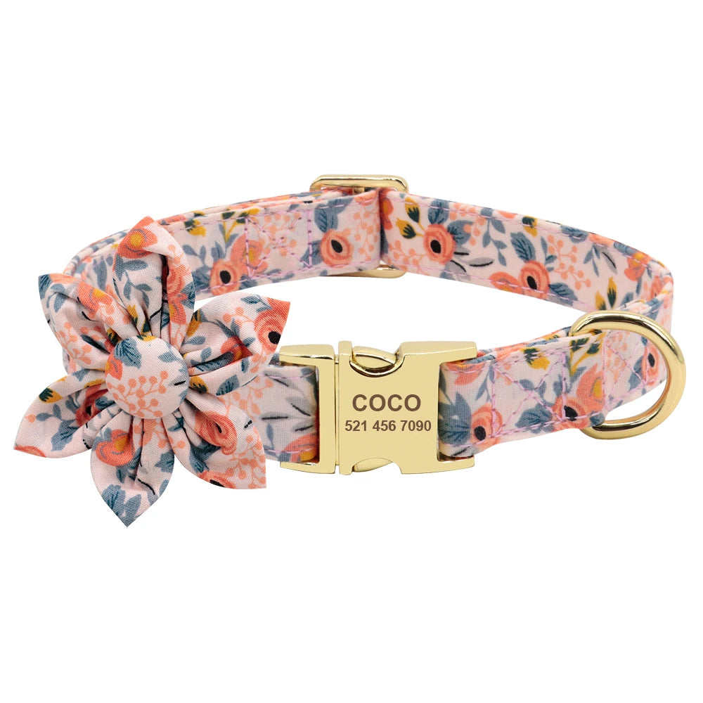 Personalized Dog Collar and Leash Set with Free Engraving