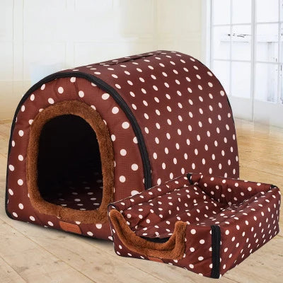 Warm Foldable Pet House with Star Print