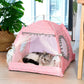 Premium Velvet Cat Tent Bed - Semi-Enclosed Cozy Nest for Cats & Small Dogs