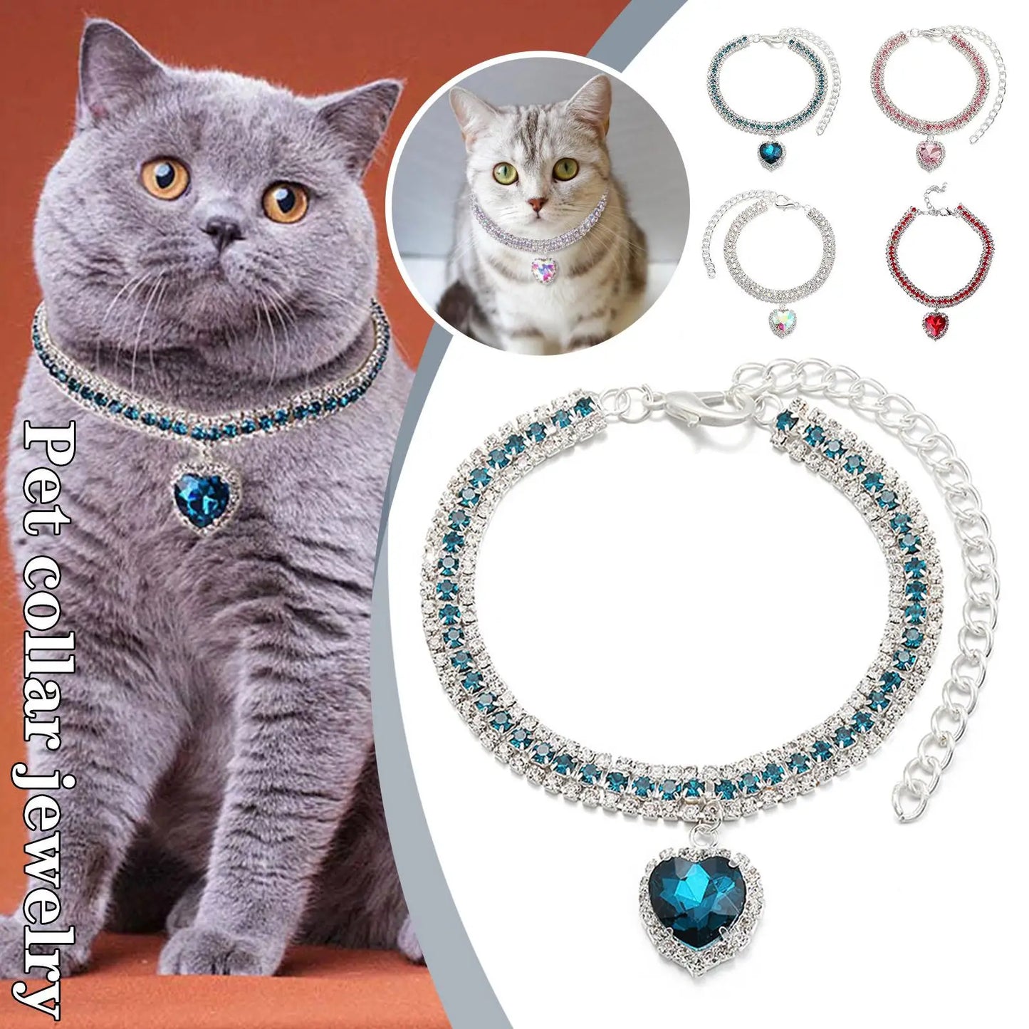 Rhinestone Cat Collar with Crystal Pendant