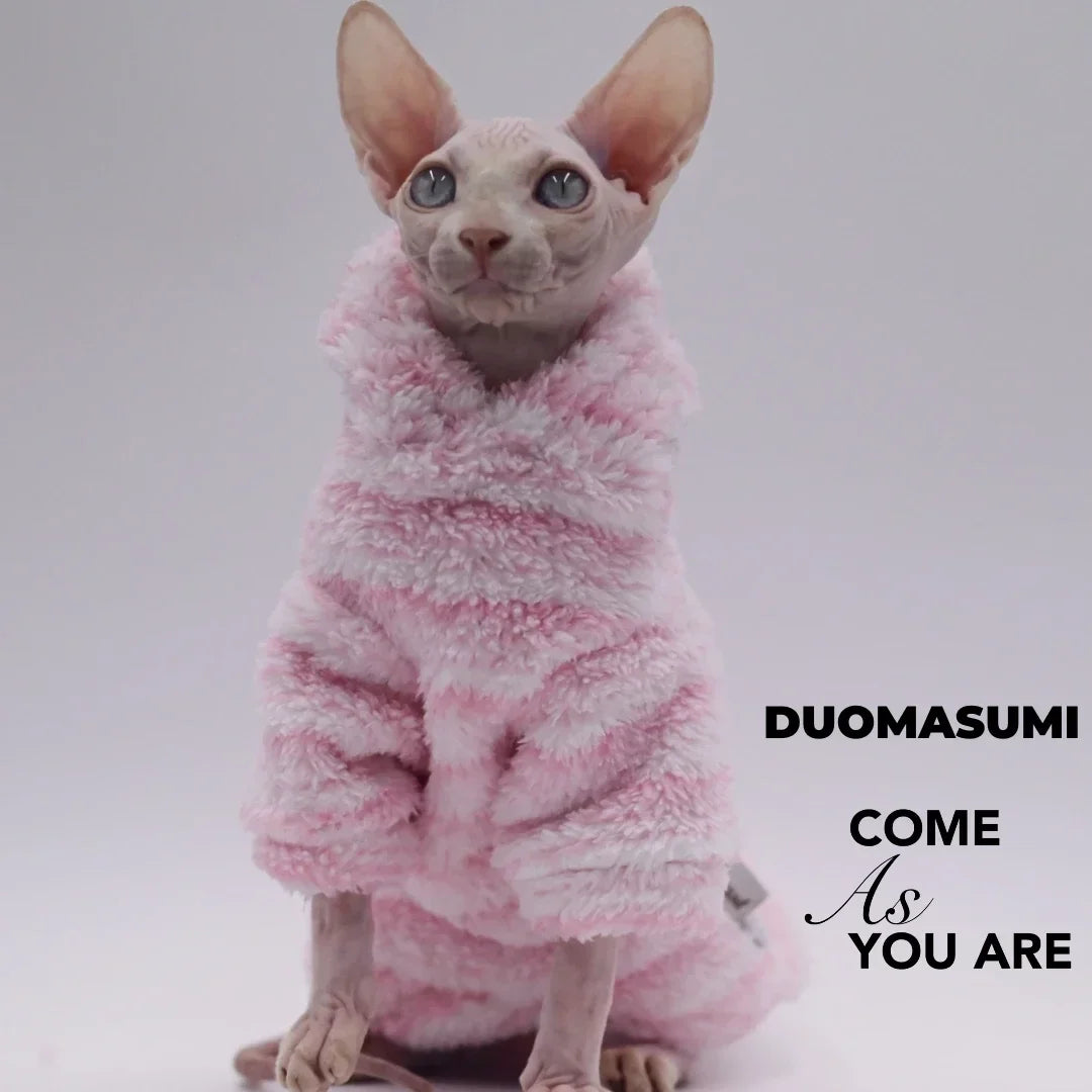 Double-Sided Fluffy Winter Jacket for Hairless Cats & Sphynx