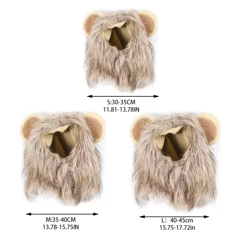 Lion Mane Cat Costume - Adjustable Pet Headgear for Cats and Dogs
