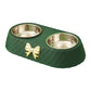 Pet Double Bowl with Bowtie Design