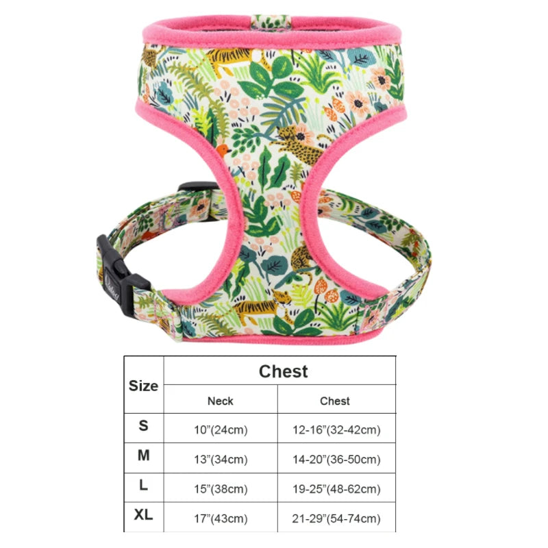 Floral Dog Harness and Leash Set - Adjustable Comfort Vest for Small to Large Dogs