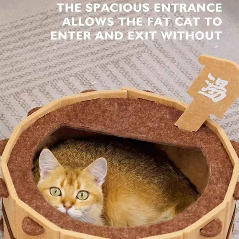 Premium Felt Cat Bed - Semi-Enclosed Four Season Pet House