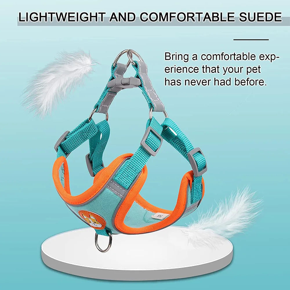Adjustable Step-In Dog Harness & Leash Set - Reflective Padded Vest for Small to Medium Dogs