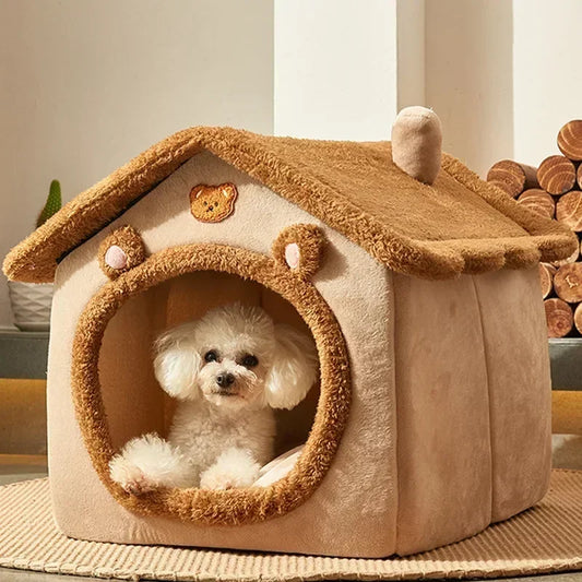 Foldable Pet House - Cozy Winter Bed for Small to Medium Dogs & Cats