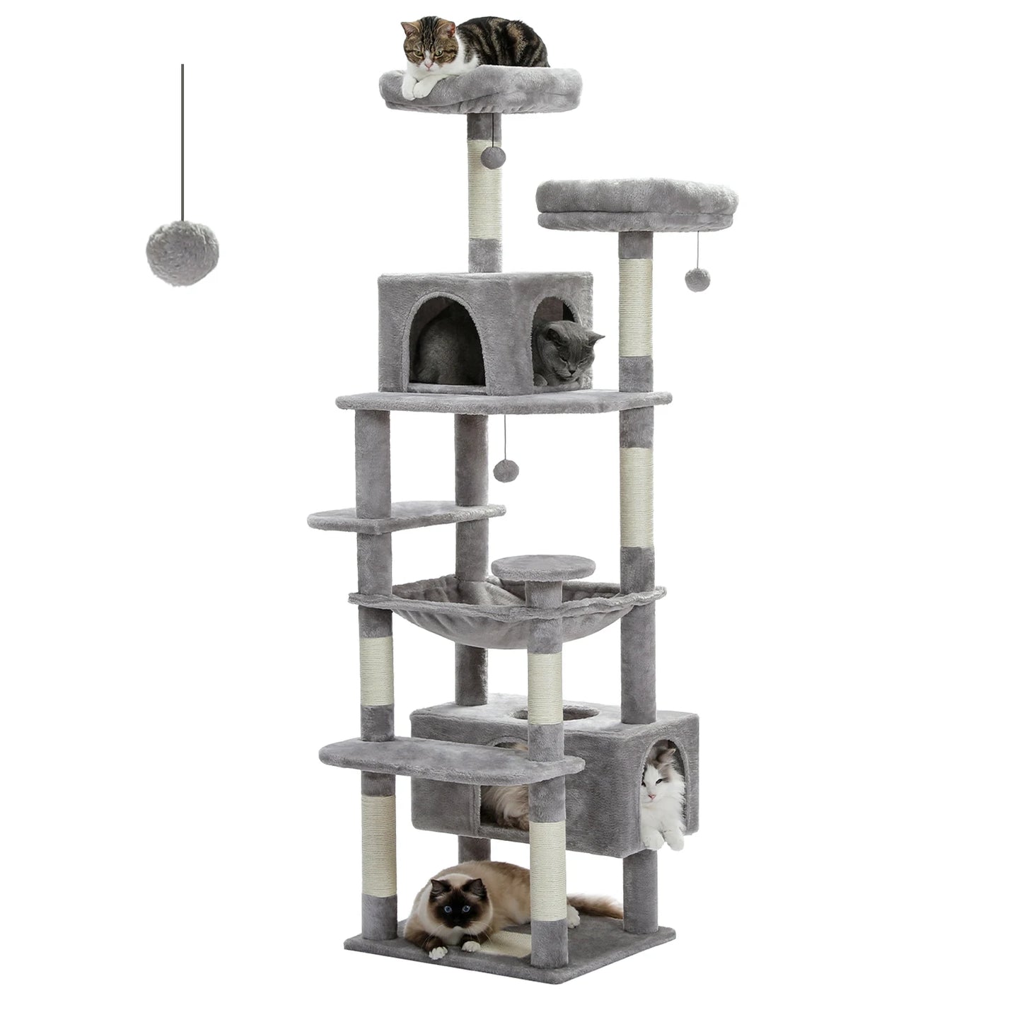 Large Cat Tree Tower with Scratching Posts and Hammock