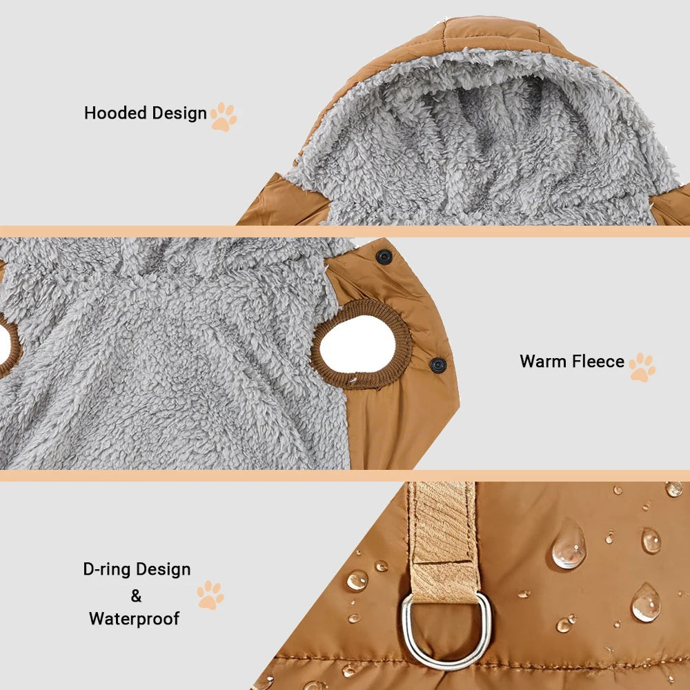 Waterproof Hooded Winter Coat for Small to Medium Dogs & Cats