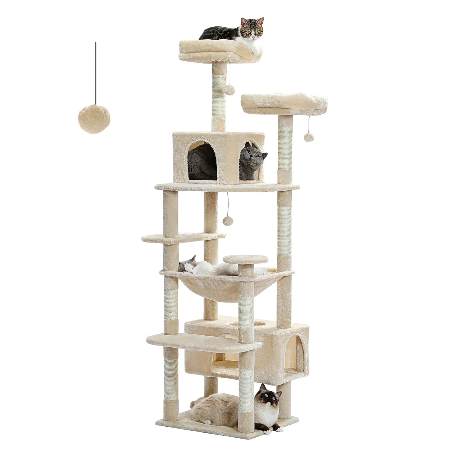 Large Cat Tree Tower with Scratching Posts and Hammock