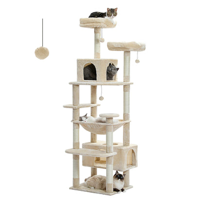 Large Cat Tree Tower with Scratching Posts and Hammock
