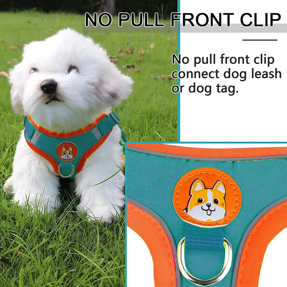 Adjustable Step-In Dog Harness & Leash Set - Reflective Padded Vest for Small to Medium Dogs