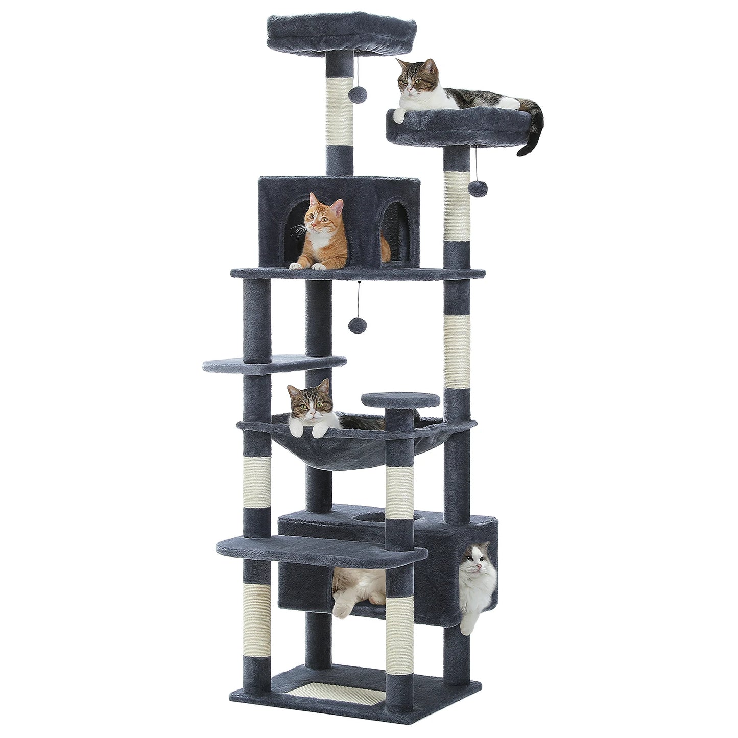 Large Cat Tree Tower with Scratching Posts and Hammock