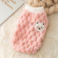 Bear Print Plush Dog Sweater with Buckle