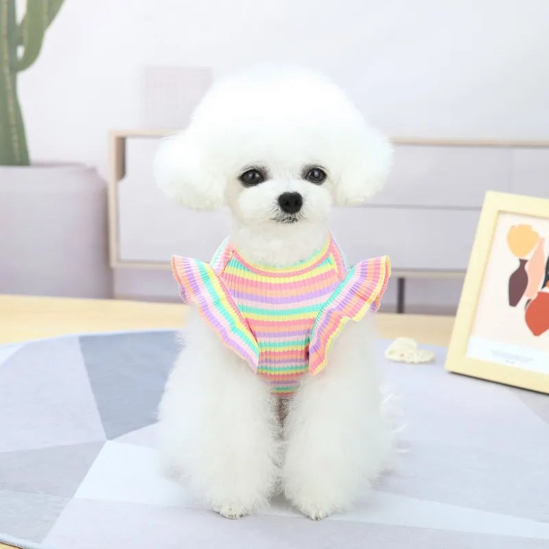 Ruffle Striped Pet Dress - Sweet Spring Summer Outfit for Dogs & Cats