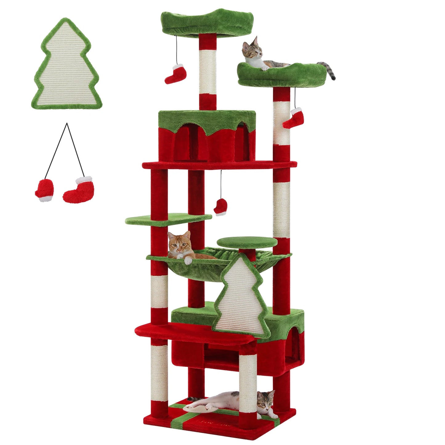 Large Cat Tree Tower with Scratching Posts and Hammock