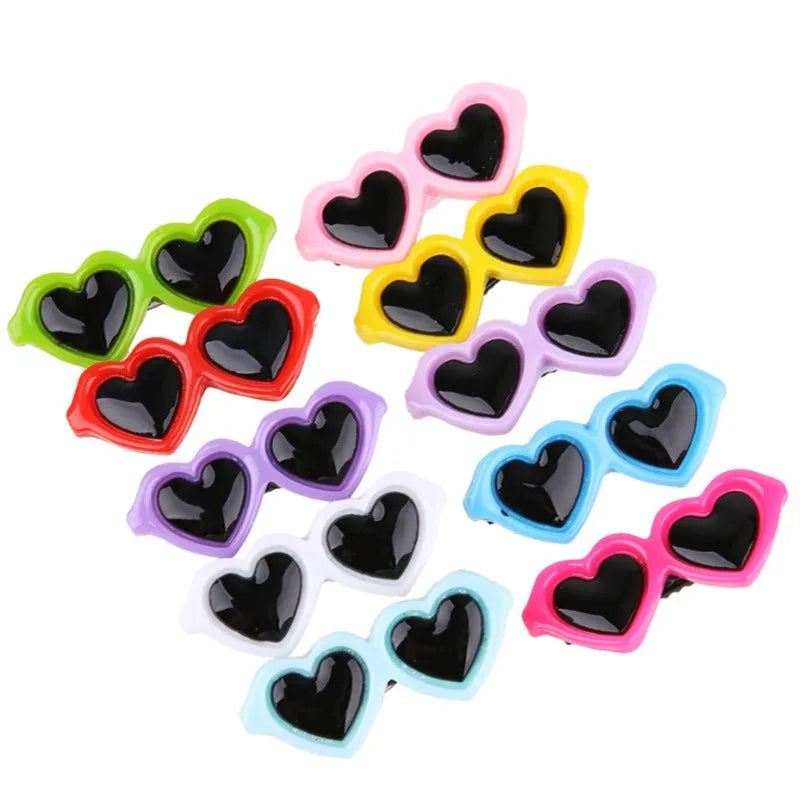 Adorable Pet Heart Sunglasses & Hair Clips - Fashion Accessories for Dogs & Cats