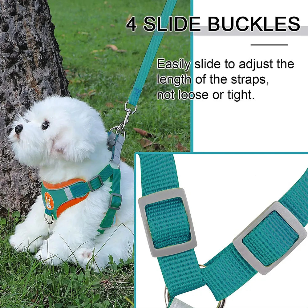 Adjustable Step-In Dog Harness & Leash Set - Reflective Padded Vest for Small to Medium Dogs