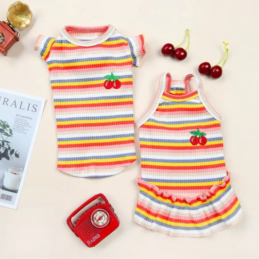 Ruffle Striped Pet Dress - Sweet Spring Summer Outfit for Dogs & Cats