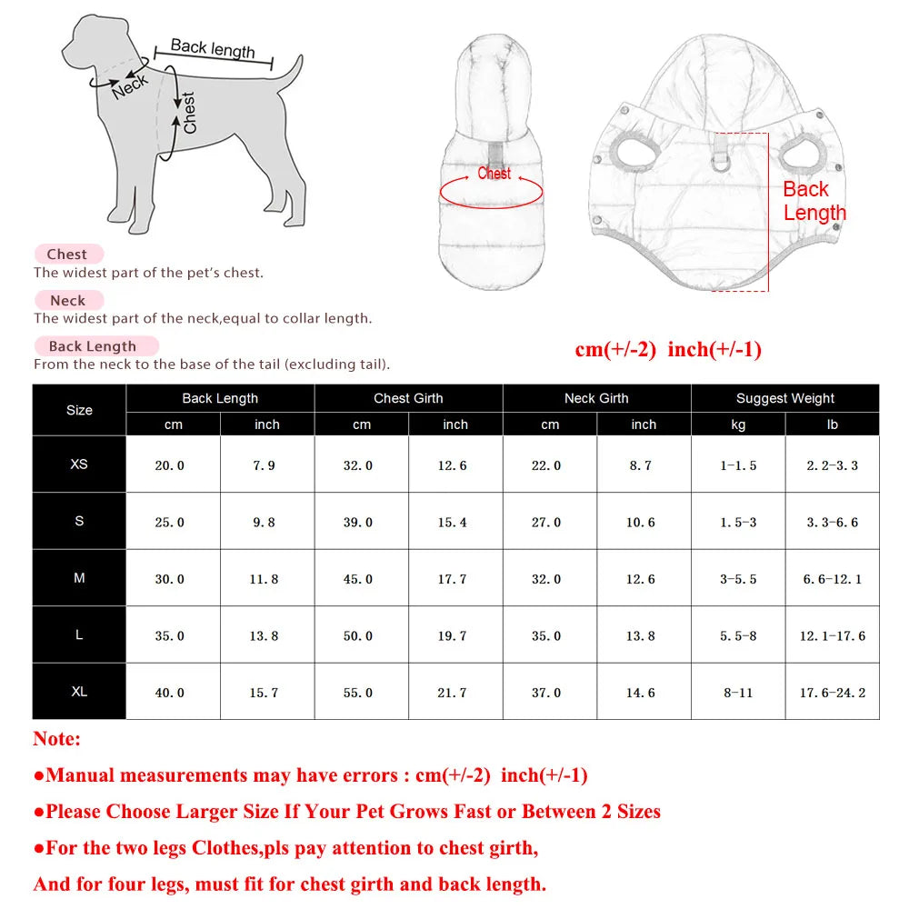 Waterproof Hooded Winter Coat for Small to Medium Dogs & Cats