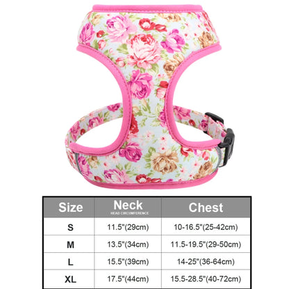 Floral Dog Harness and Leash Set - Adjustable Comfort Vest for Small to Large Dogs