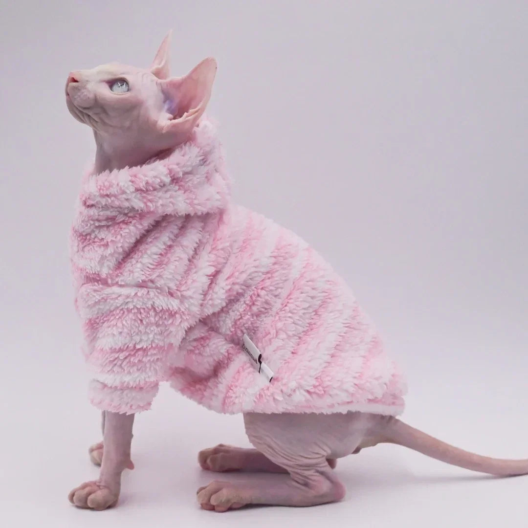 Double-Sided Fluffy Winter Jacket for Hairless Cats & Sphynx
