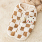 Bear Print Plush Dog Sweater with Buckle